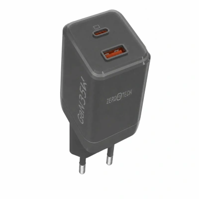 زيرو تك شاحن جداري بقدرة 35 واط بمنفذين Type-C و USB-A وتقنية PPS - ZA-351BK - ضمان 18 شهر