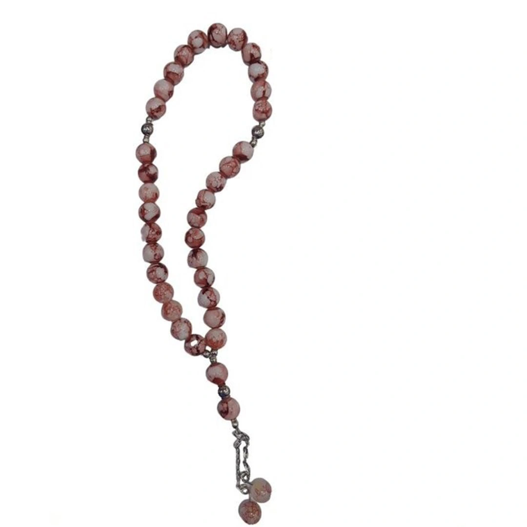 سبحة خرز - 33 حبة - أحمر/أبيض