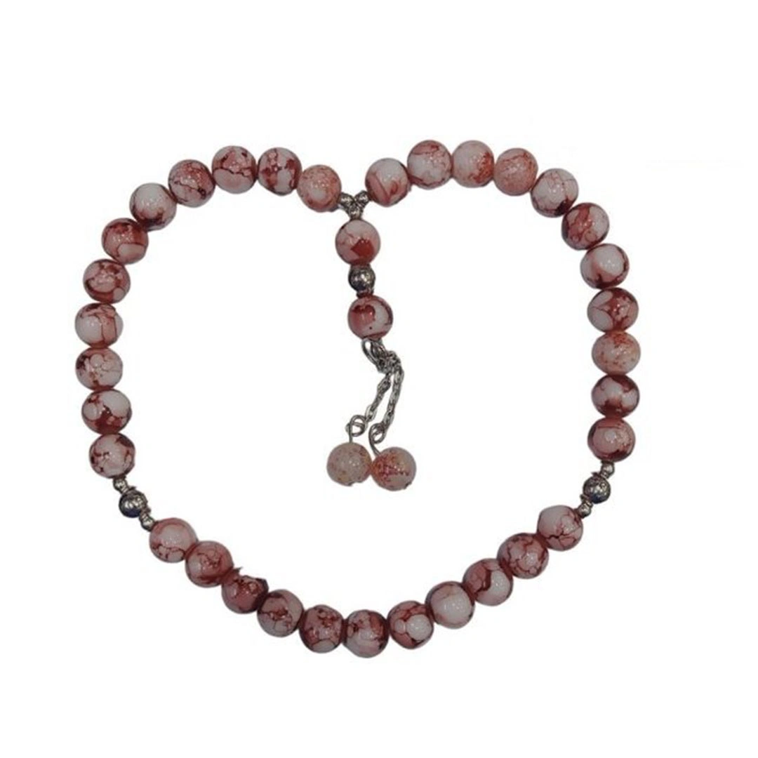 سبحة خرز - 33 حبة - أحمر/أبيض