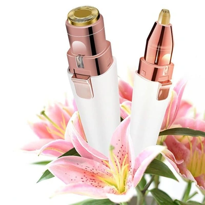 ماكينة بلولس ازالة الشعر للواجه و الحواجب 2 في 1  - بمنفذ USB بدون الم - ذهبي