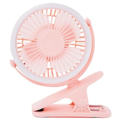 مروحة مكتب مضيئة هادئة - قابلة للشحن - روز