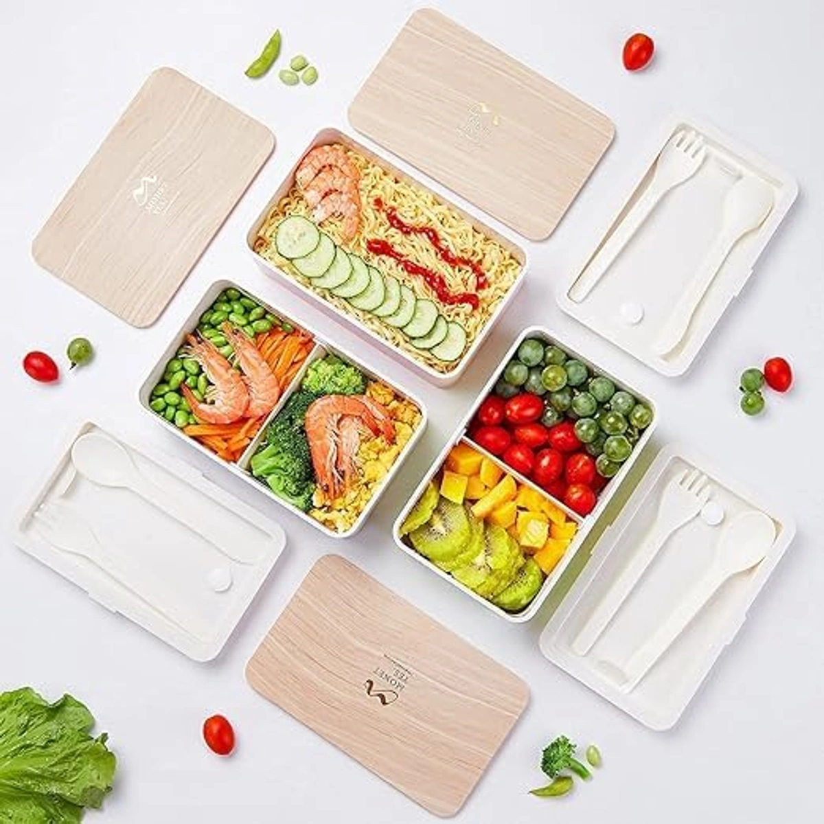 لانش بوكس ياباني مقسم خالٍ من BPA - أخضر - 1 لتر