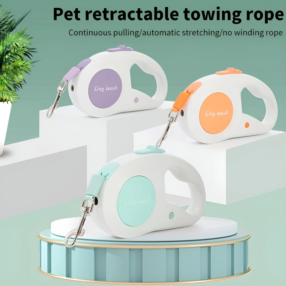 مقود أوتوماتيك للحيوانات الأليفة 5 متر بإضاءة LED – بنفسجي