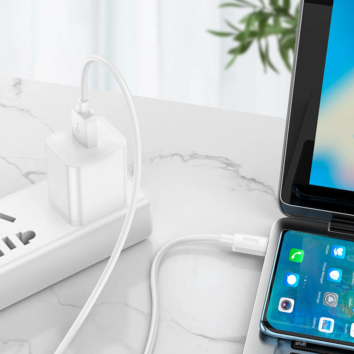 كابل Type-C هوكو X96 قدرة 100 وات - أبيض