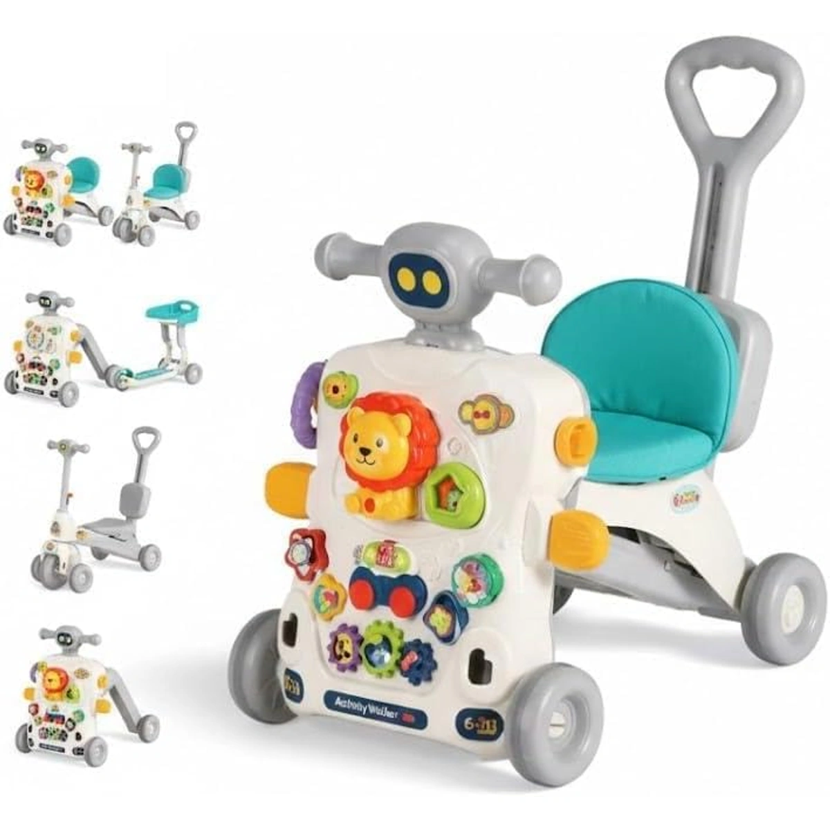 سكوتر 6 في 1 للأطفال مع مقعد قابل للطي - أوف وايت