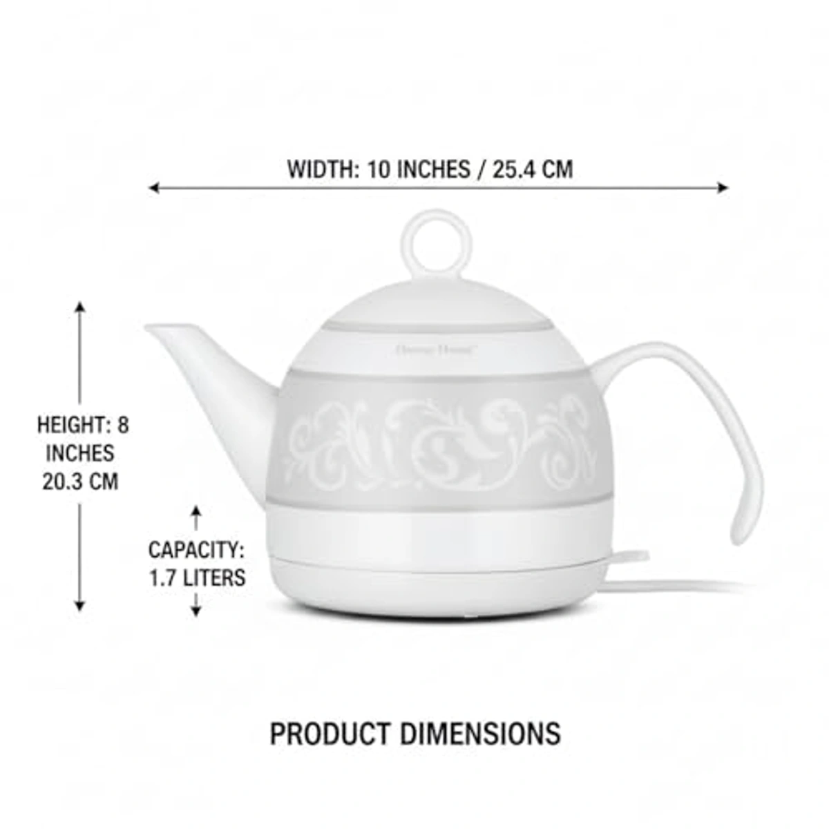 براد شاي تركي بزهرة التوليب - 1.7 لتر - فضي