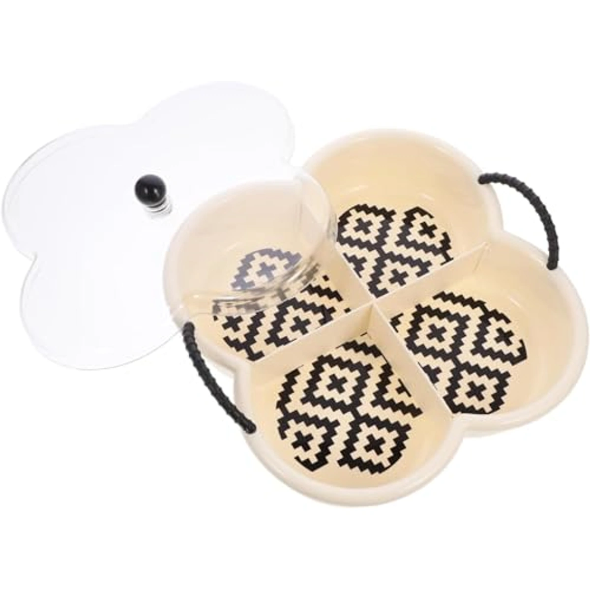 صينية تقديم مكسرات مقسمة مع غطاء - بيج