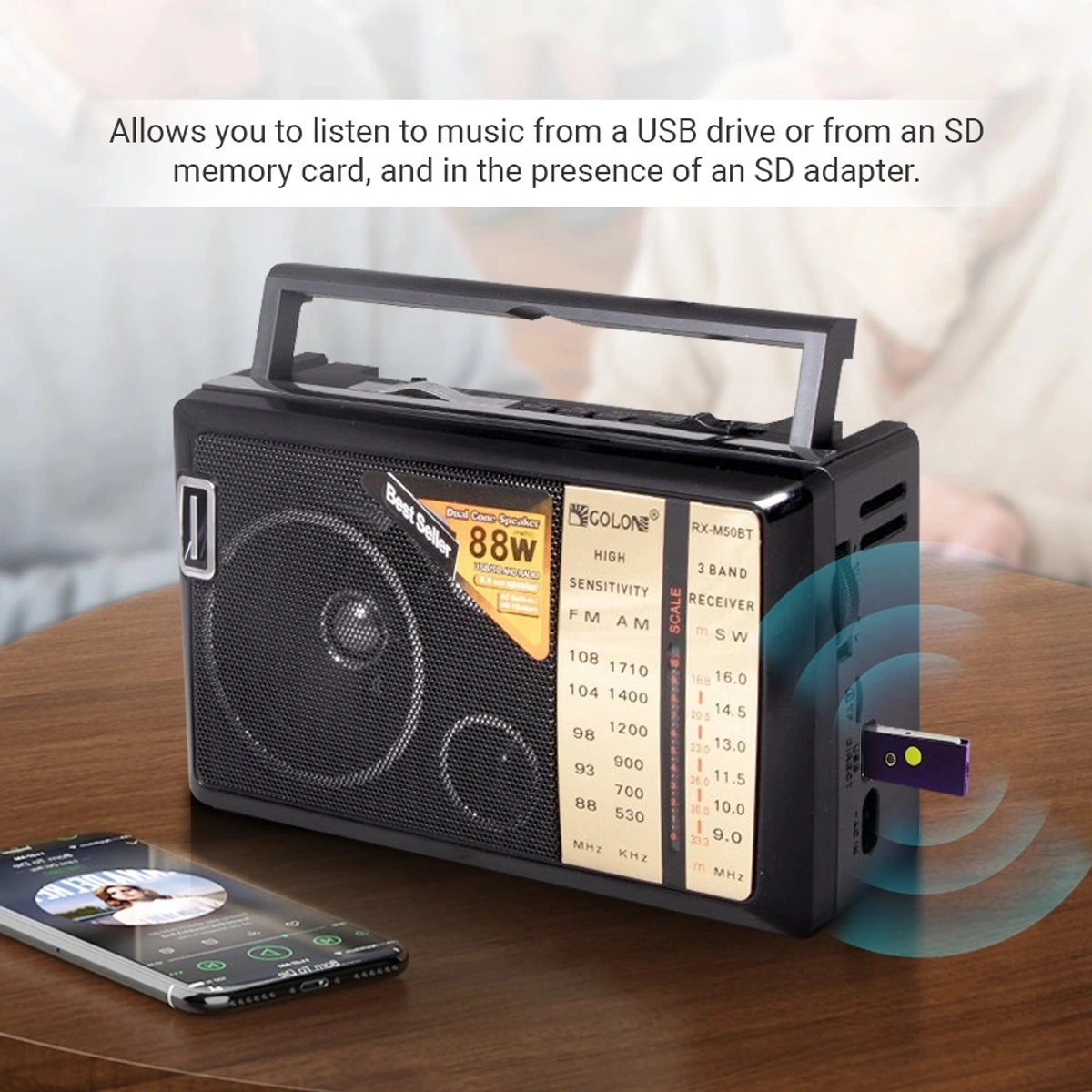 راديو ومكبر للصوت لاسلكي من جولون - أسود - RX-M50