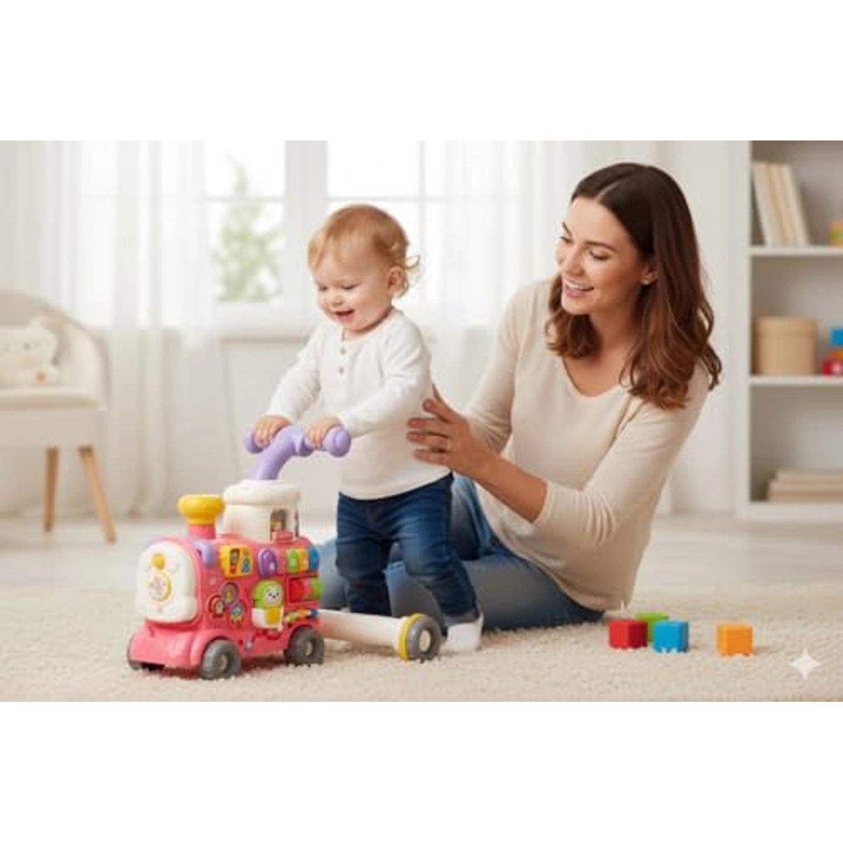 سكوتر قطار للأطفال مع مقعد قابل للطي - بينك