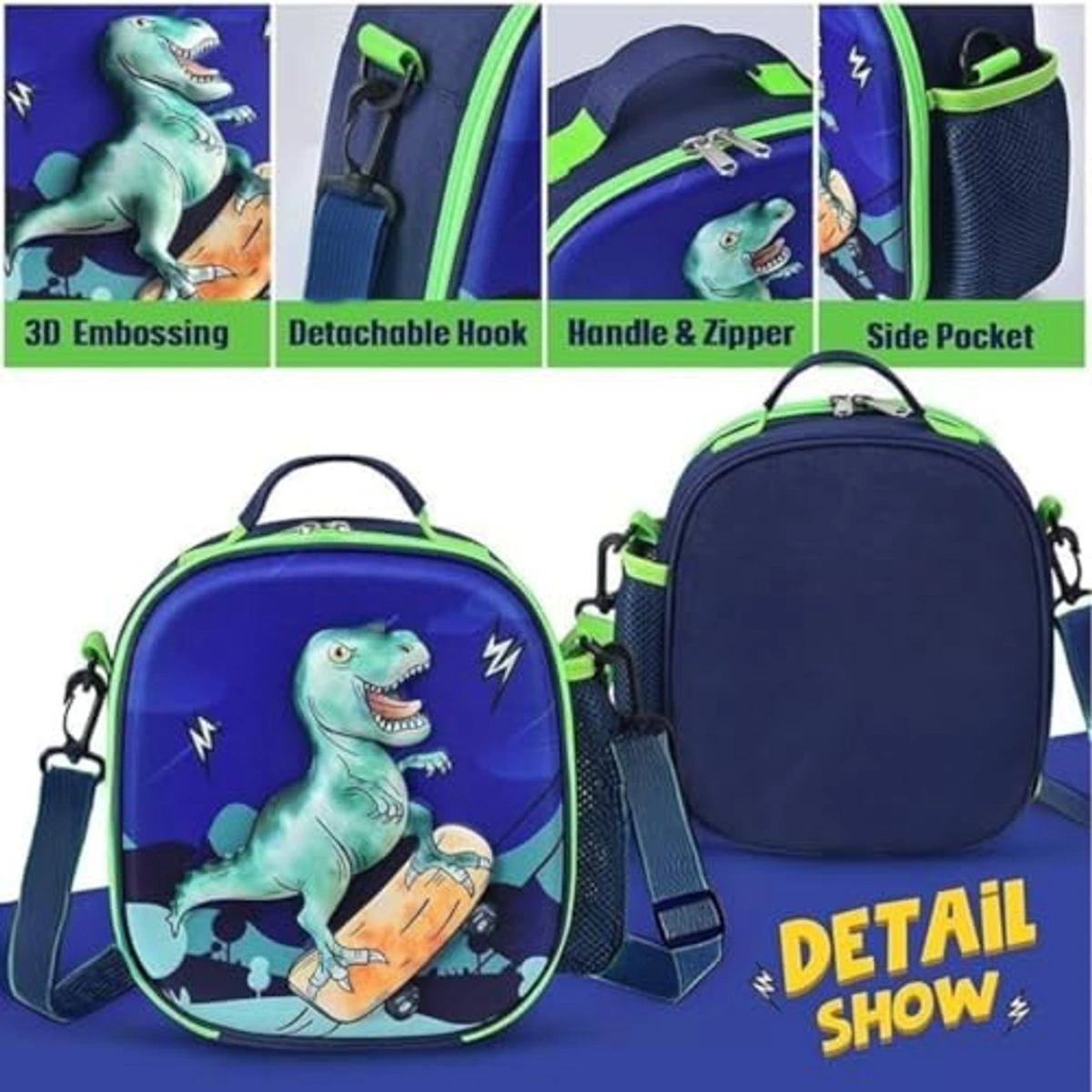 لانش بوكس معزول بتصميم ديناصور ثلاثي الأبعاد للأطفال