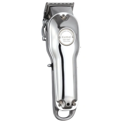 KM-1987 ماكينة حلاقة الشعر قابلة للشحن - فضي