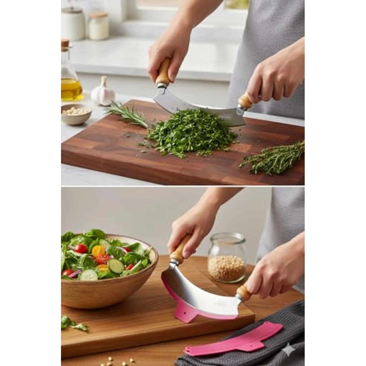 مخرطة ملوخية بشفرة فولاذية ومقابض خشب