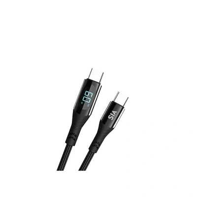 كابل شحن سيا نايلون مضفر LED تايب سي - 100 سم - 60 وات