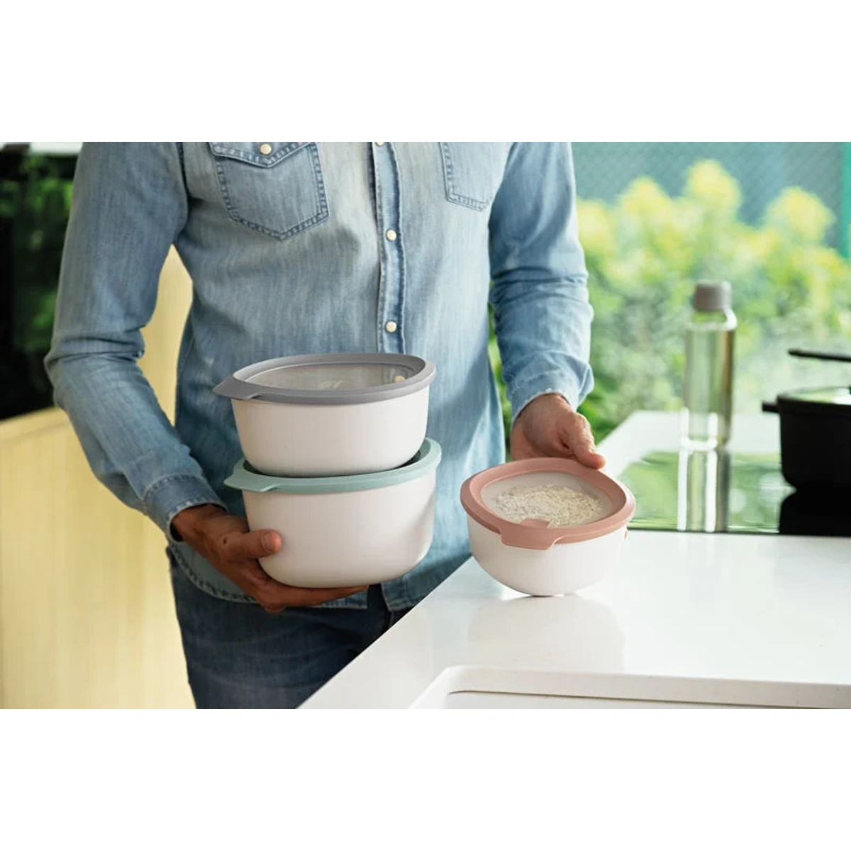 بيرغوف طقم أواني بغطاء - 3 قطع - أخضر / أبيض