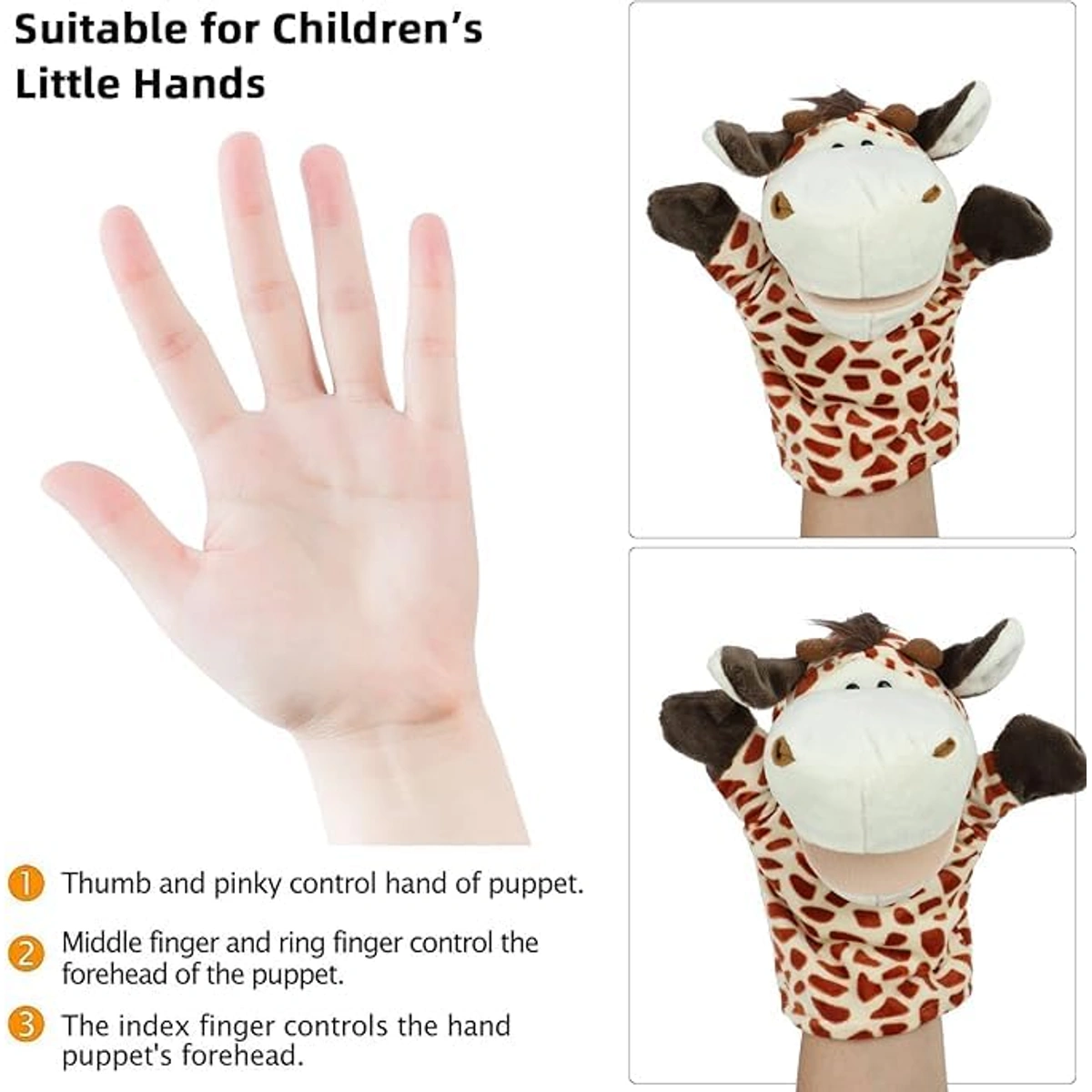 دمية يد من القطيفة الناعمة مع أذرع فم متحركة - فهد