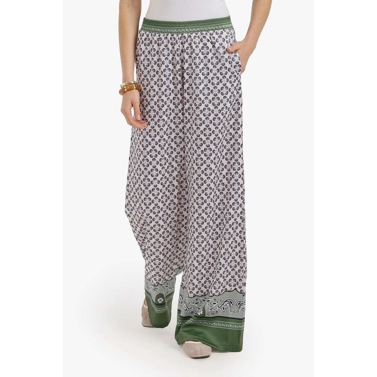 بنطلون مطبوع واسع حريمي ستان من كارينا 58788