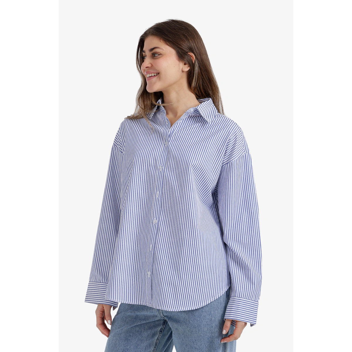 قميص حريمي مخطط بأكمام طويلة من كارينا 58629