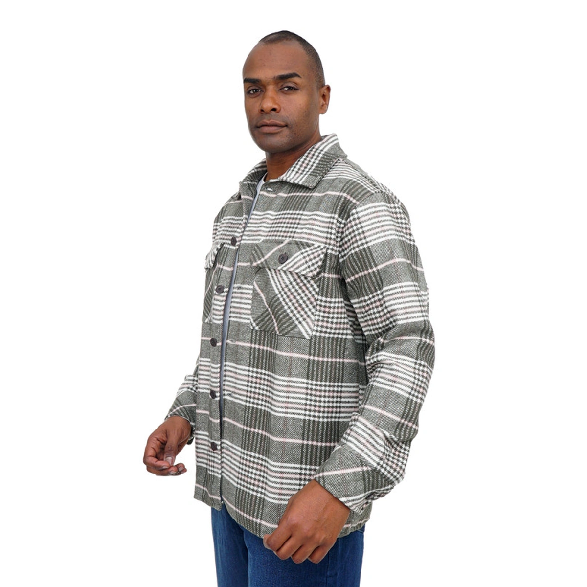 قميص رجالي كلاسيكي بياقة مربعة وأزرار أمامية - 104020133