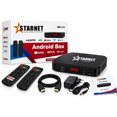 رسيفر Star Net Play GX Android TV Box 4K - أسود
