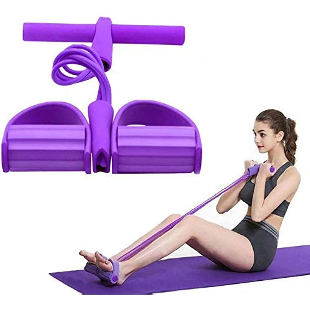 أشرطة مقاومة مرنة بأربعة أحبال ومقبض للقدم للتمارين الرياضية