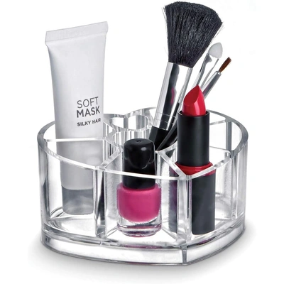 منظم مكياج أكريليك شفاف على شكل قلب - 8 فتحات