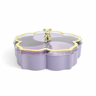 طبق تقديم بتصميم زهرة للمكسرات - 5 خانات - بنفسجي