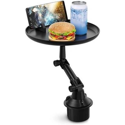 صينية حامل اكواب للسيارة مع مسند للموبايل - أسود