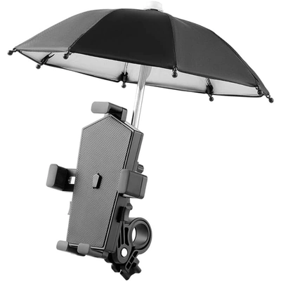 حامل هاتف للدراجات النارية مع مظلة صغيرة - أسود