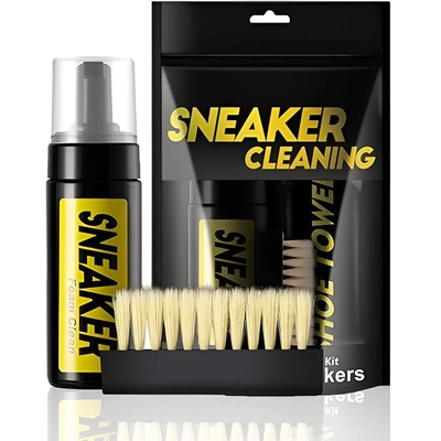 مجموعة تنظيف الأحذية مع فرشاة ومنشفة - 150 مللي