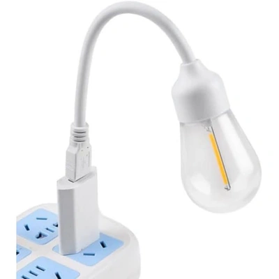 مصباح USB صغير محمول بزاوية مرنة - أبيض