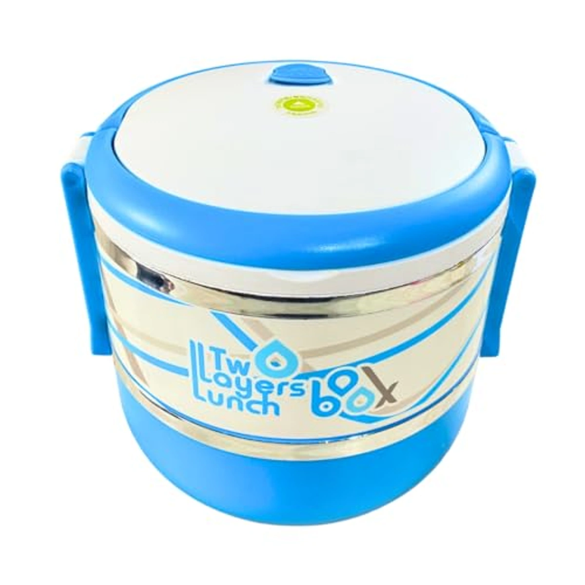 صندوق غداء بلاستيك بطبقتين - أزرق فاتح - 1.4 لتر