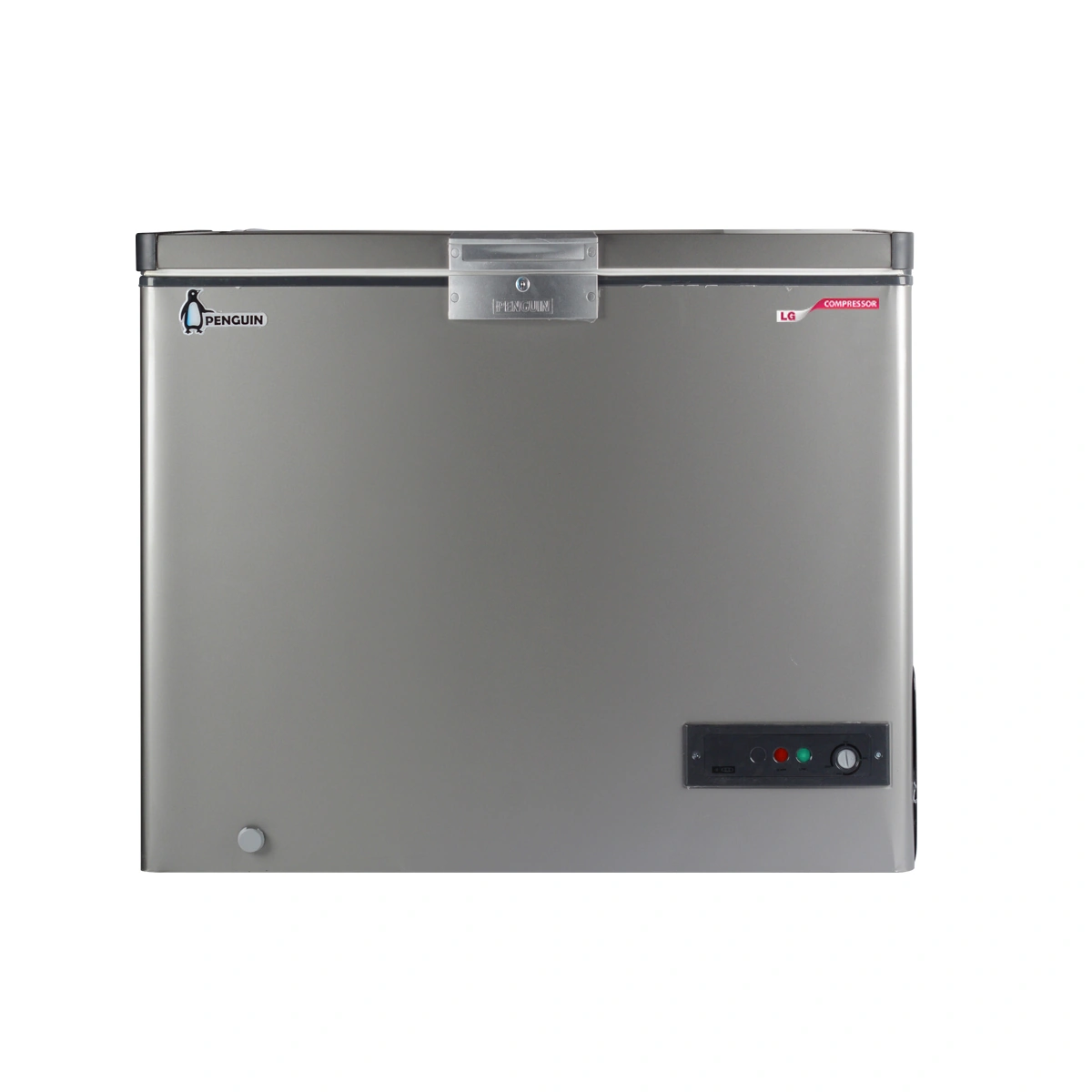 بنجوين ديب فريزر افقي ستانليس ستيل - 205 لتر - سيلفر - باب زجاج جرار - LG كمبروسر - ES250