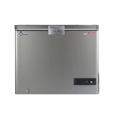 بنجوين ديب فريزر افقي ستانليس ستيل - 205 لتر - سيلفر - باب زجاج جرار - LG كمبروسر - ES250