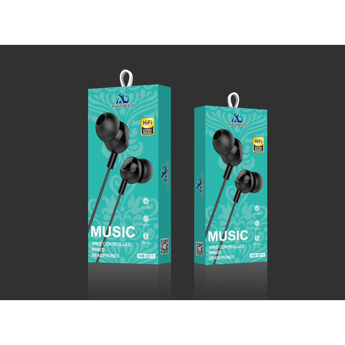 سماعة أذن سلكية Haobao HB-011 HiFi Extra Bass - أسود