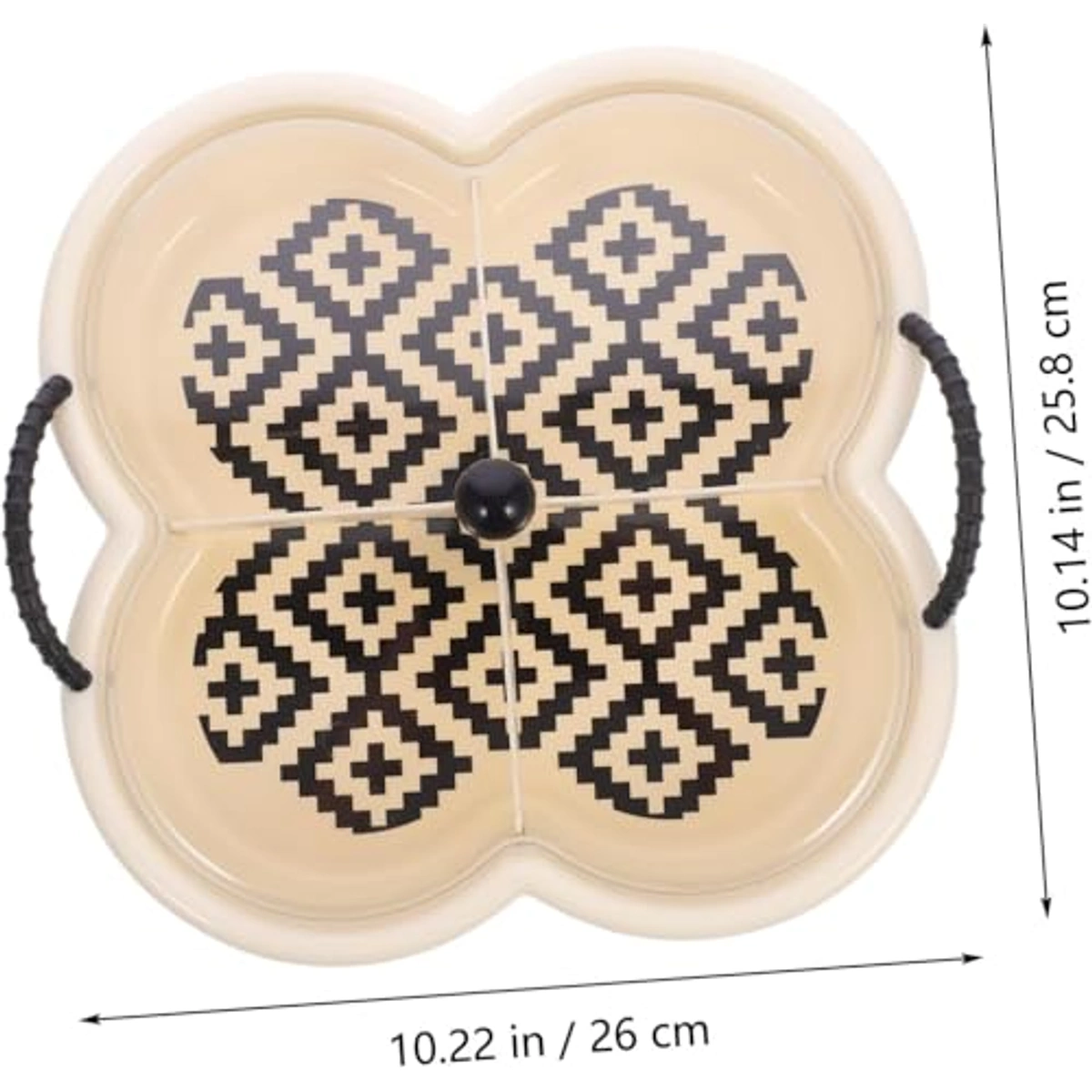 صينية تقديم مكسرات مقسمة مع غطاء - بيج