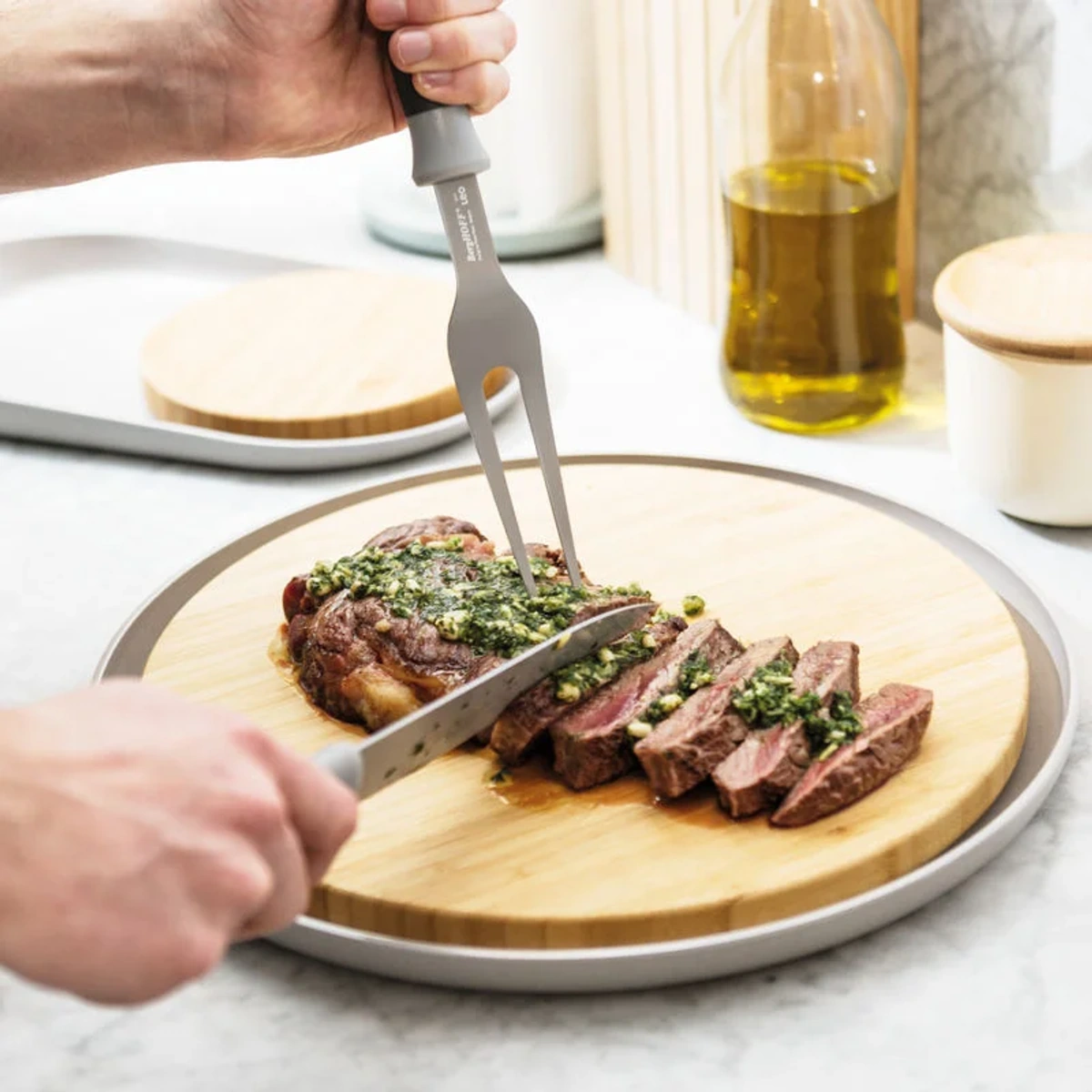 بيرغوف طقم تقطيع لحم قطعتين - رمادي