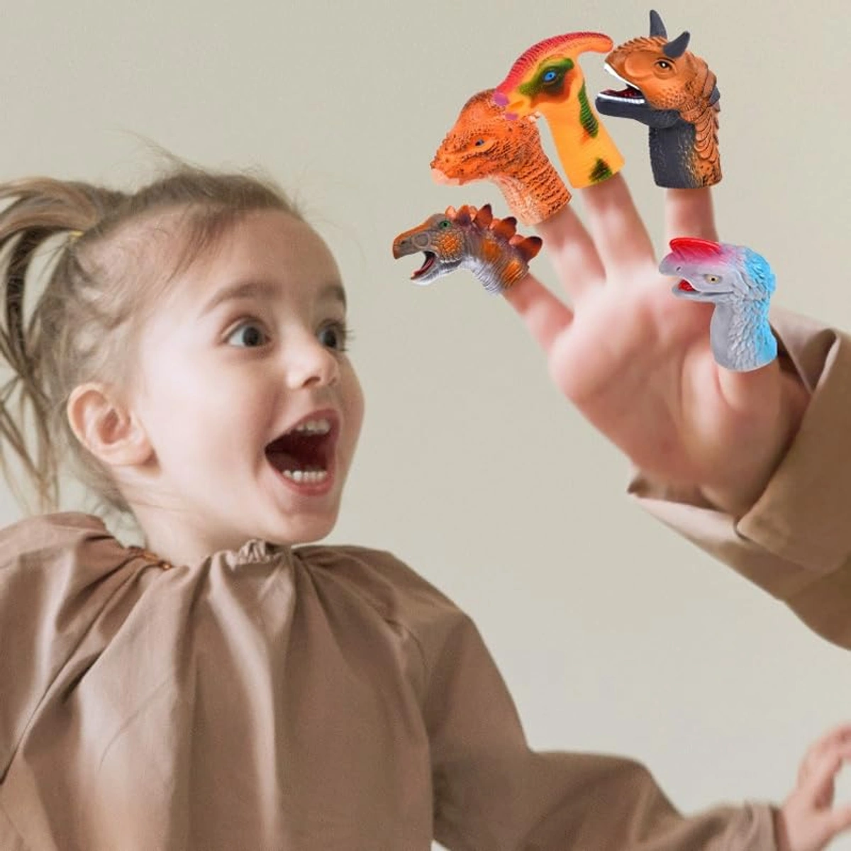 دمى أصابع سيليكون على شكل حيوانات - 5 قطع