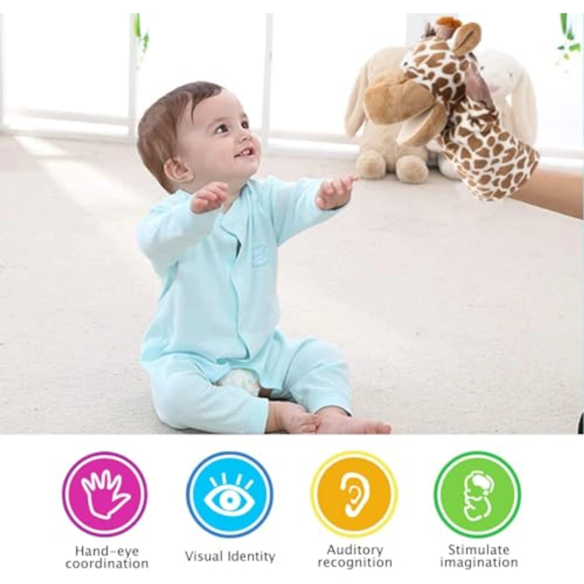 دمية يد من القطيفة الناعمة مع أذرع فم متحركة - فهد