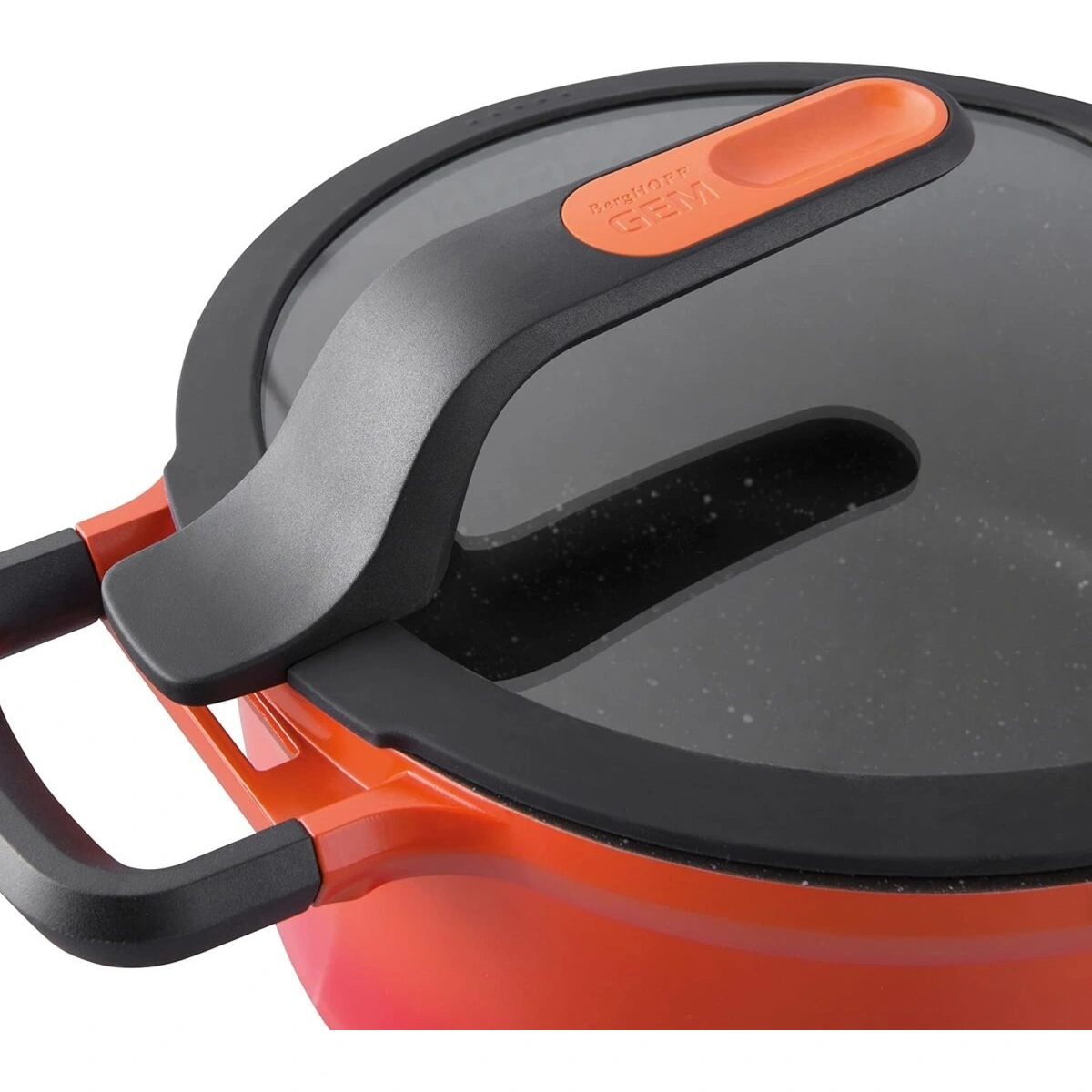 بيرغوف حلة بغطاء مزخرف ومقبضين - 26 سم - أحمر