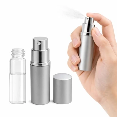 زجاجة بخاخة عطر قابلة لإعادة الملء - 10 مل - فضي