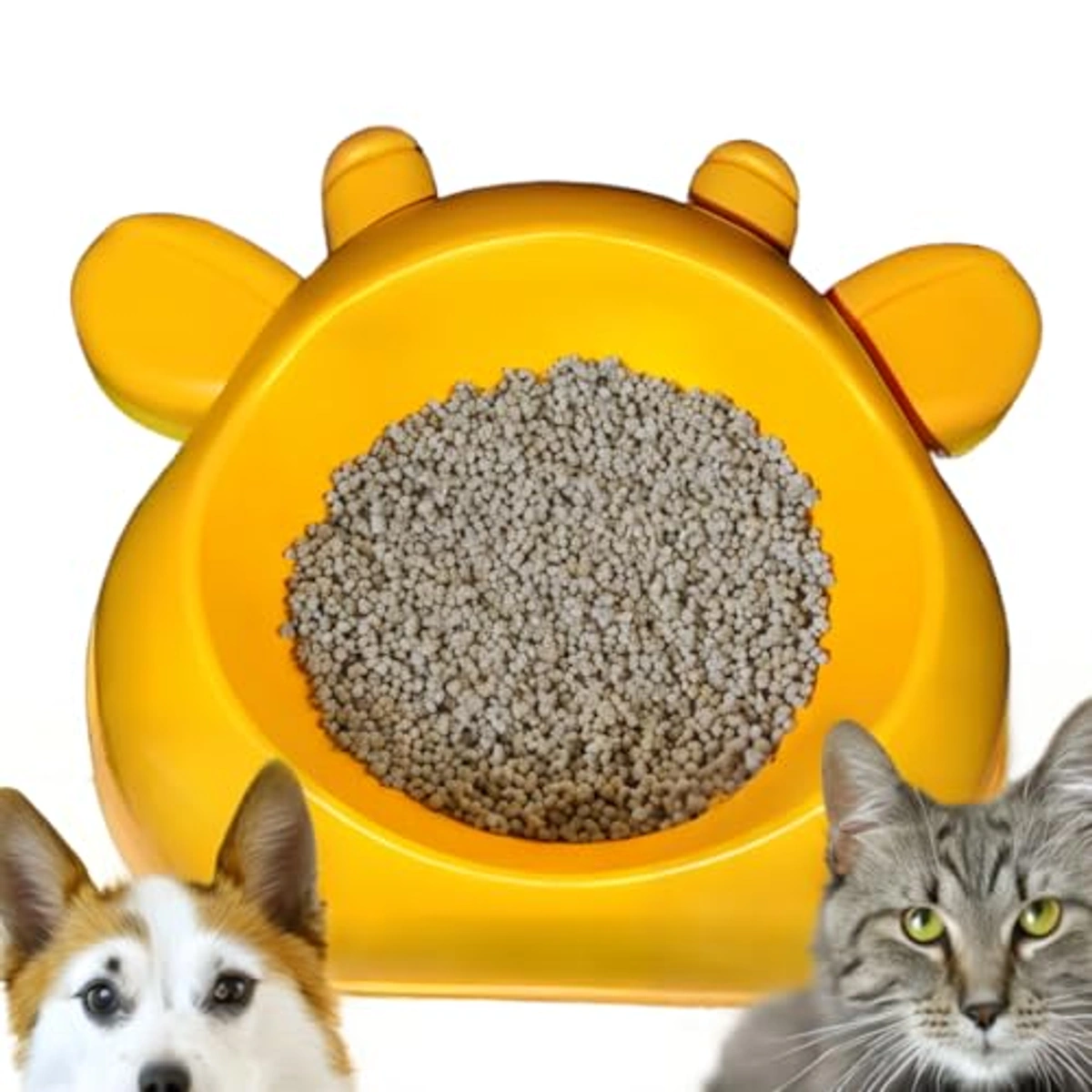 وعاء طعام وماء للحيوانات الأليفة - أصفر