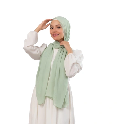 طرحة شيفون من فتاه - مينت جرين ناعم سادة - #130