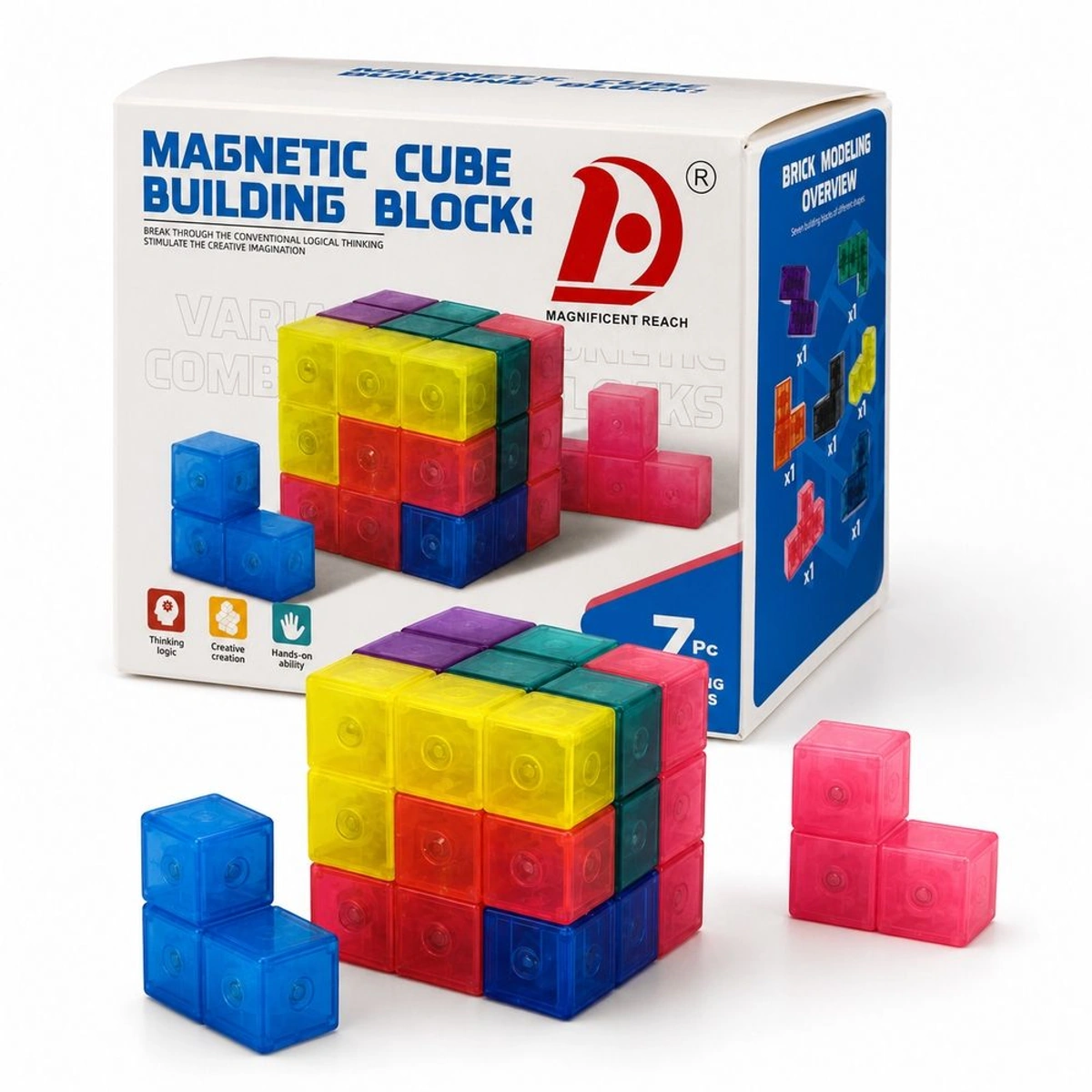 Magnetic Building Blocks Puzzle 7 Pieces - Develop Creativity