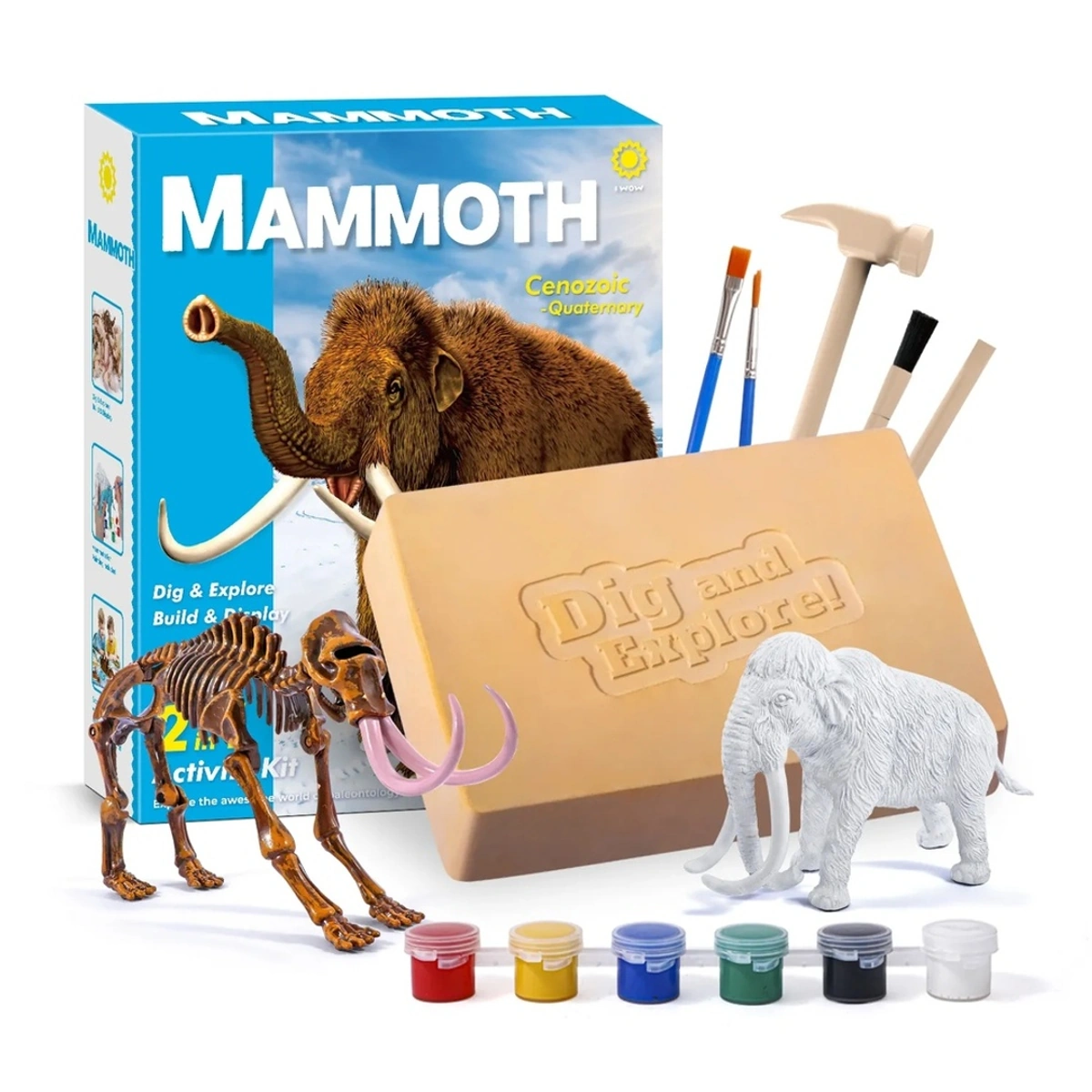 2-in-1 Mammoth and Dinosaur Excavation Set