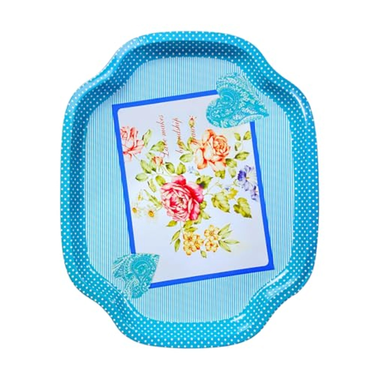 صينية تقديم بيضاوية معدنية - 40*34 سم - ازرق