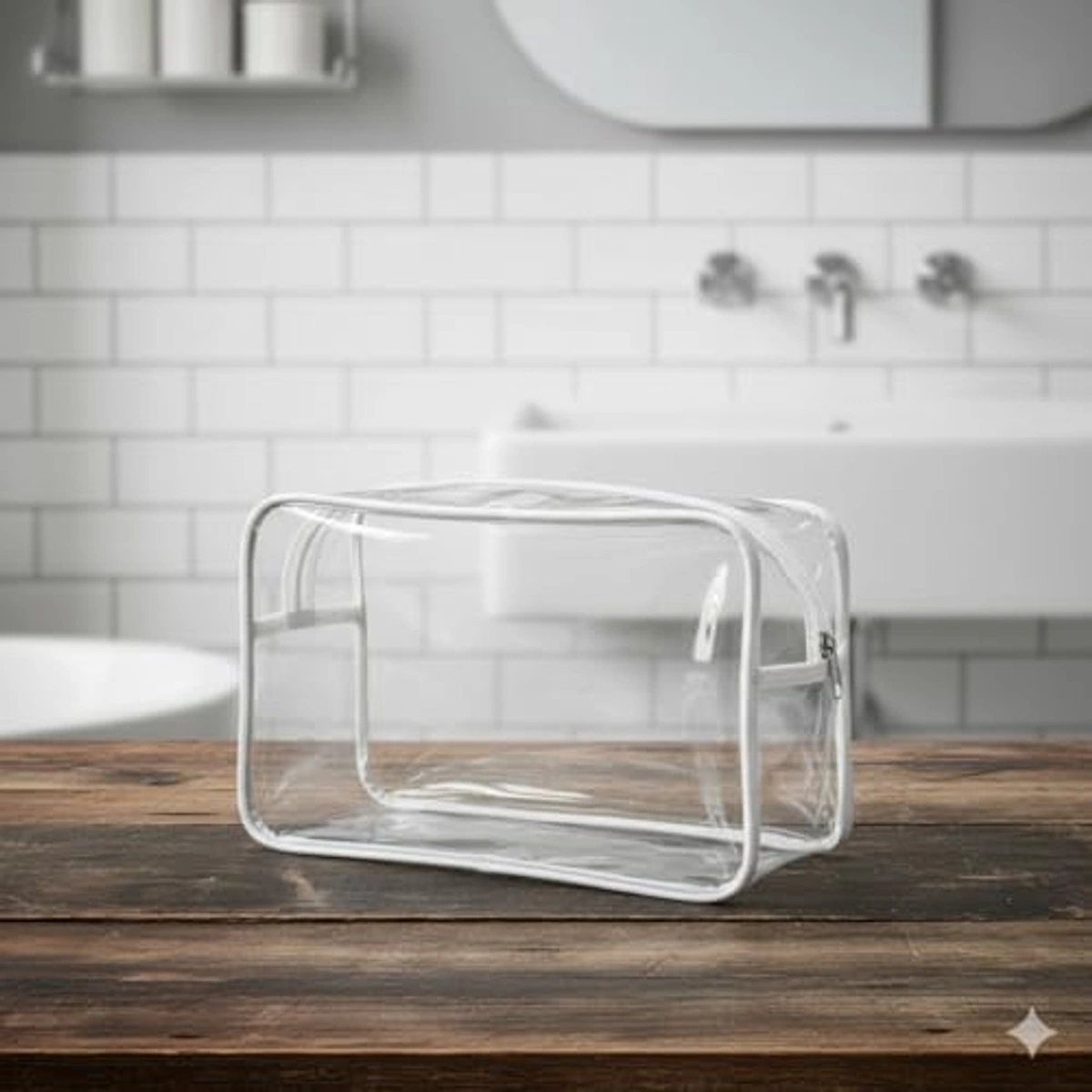 شنطة مكياج مقاومة للماء بسوستة - شفافة - EK22-134