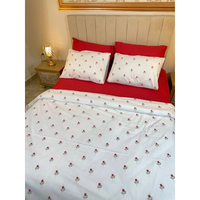 غطاء لحاف من يارلين - 180*230سم - شكل ورد أحمر