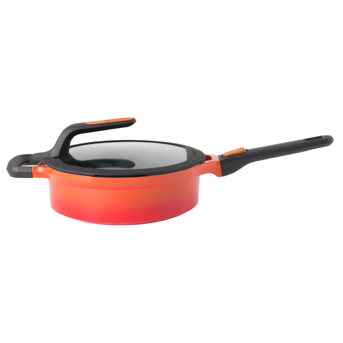 بيرغوف طاسة قلي بقبض قابل للفصل وغطاء خزفي - 24 سم - أحمر