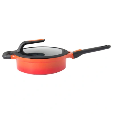 بيرغوف طاسة قلي بقبض قابل للفصل وغطاء خزفي - 24 سم - أحمر