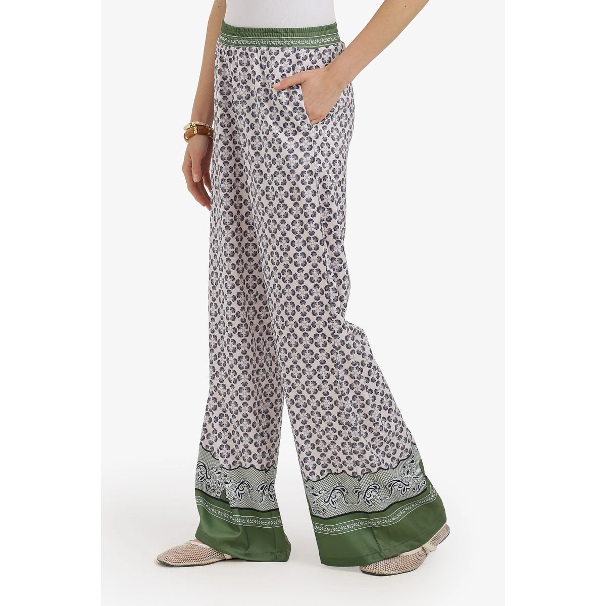 بنطلون مطبوع واسع حريمي ستان من كارينا 58788